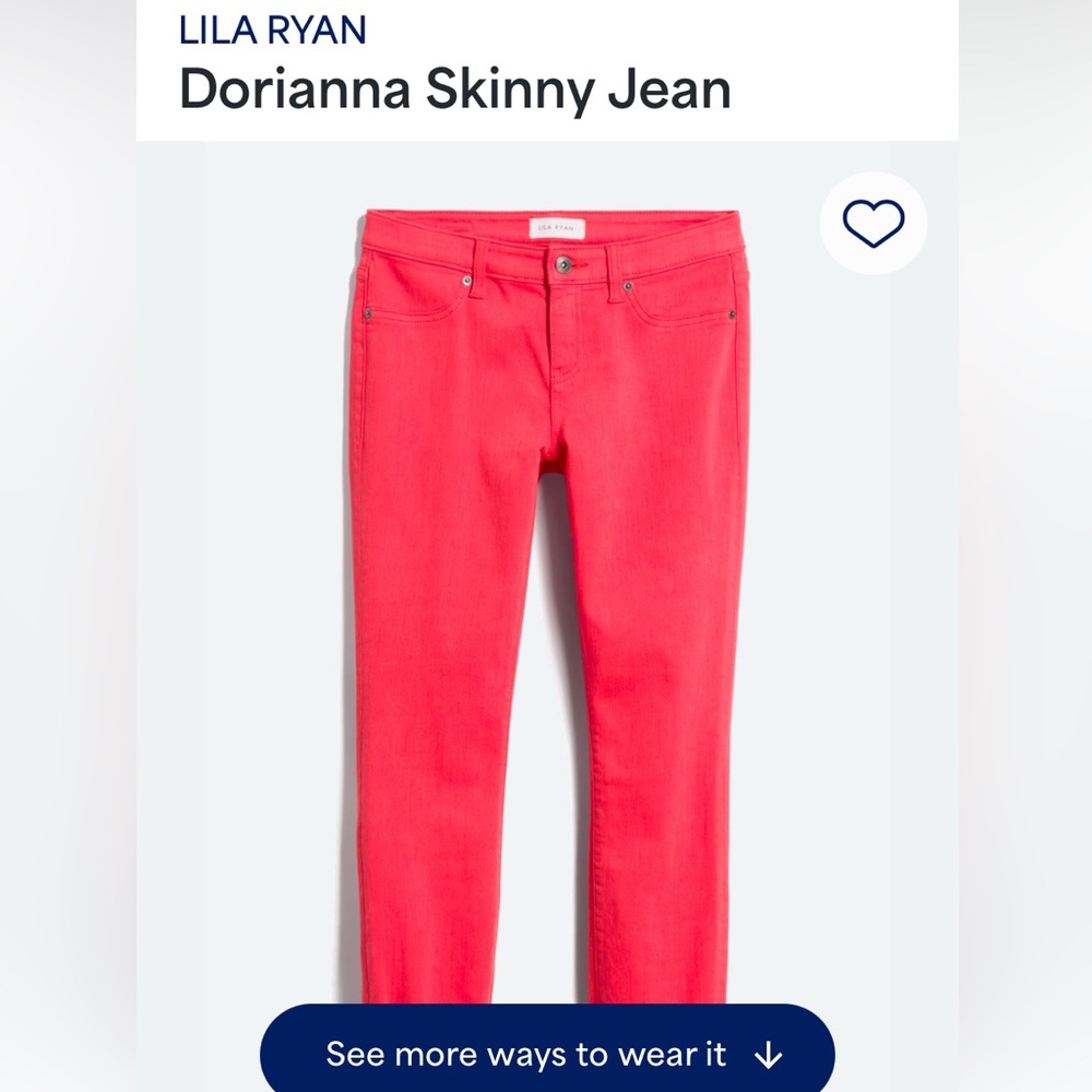 LILA RYAN Dorianna Coral Skinny Jeans 28P